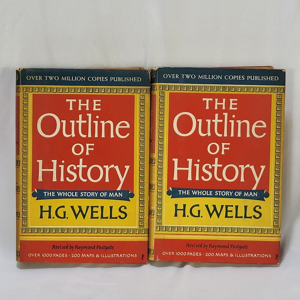 HG Wells The Outline of History 2 Vol Set Garden City Books Revised Edition
